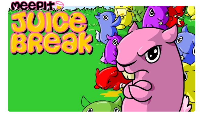 The official illustration for Meepit Juice Break with an angry Meepit glaring at the viewer.