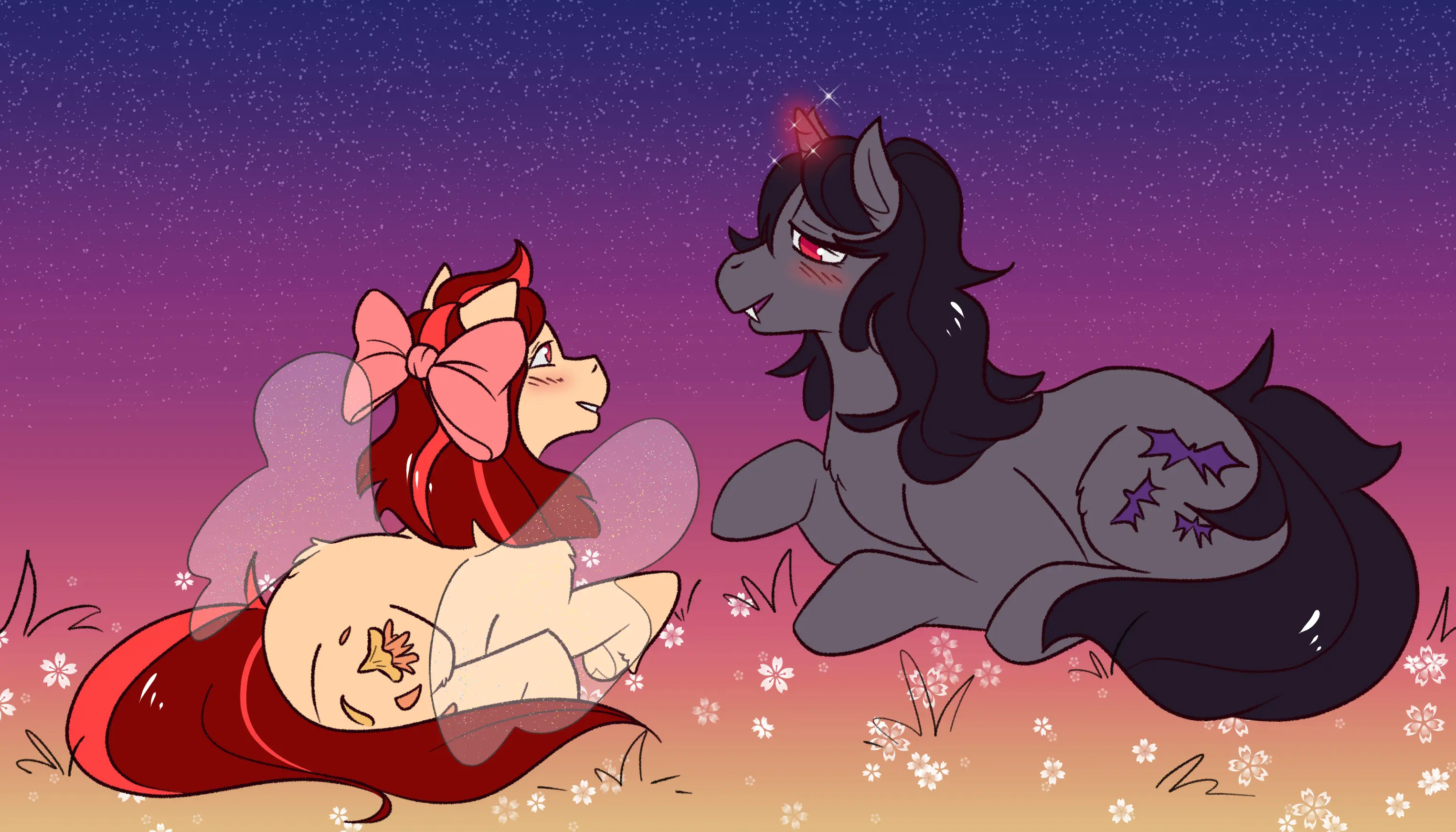 Me and Rei drawn as My Little Ponies.