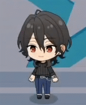 A gif of chibi Rei jumping up and down.
